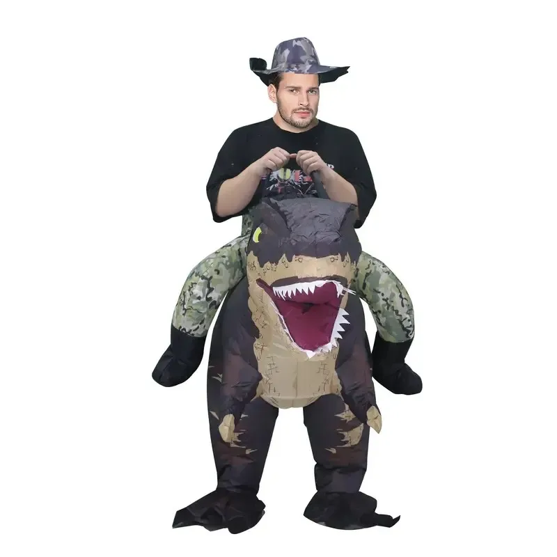 Ride Tyrannosaurus Inflatable Dinosaur Costume T-rex for Adult Inflatable Fantasy Role-play Fancy Halloween Mascot Party Apparel