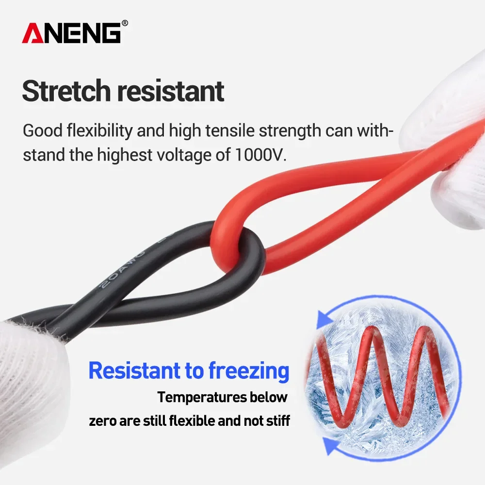 PT1034 Silicone Multimeter Test Lead + Crocodile Test Clip 1000V Flame Retardant Needle Probe