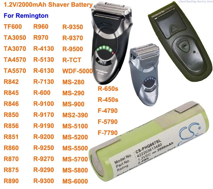 Batteria Cameron Sino 2000Mah Per Remington Ms2-390, Ms-280, Ms-290,Ms-5100,Ms-5200,Ms-5500,Ms-5700,Ms-5800,Ms-6000,Ms-900,R-4130