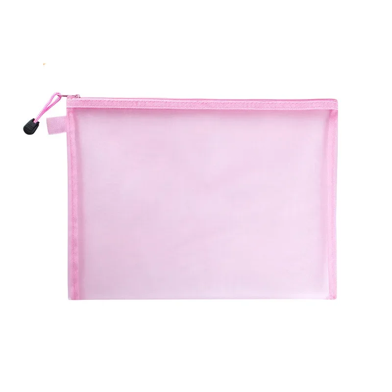 A4 A5 Transparent File Folders Nylon Mesh Storage Bag Convenient Zipper Student Test Stationery Organizer School Supplies