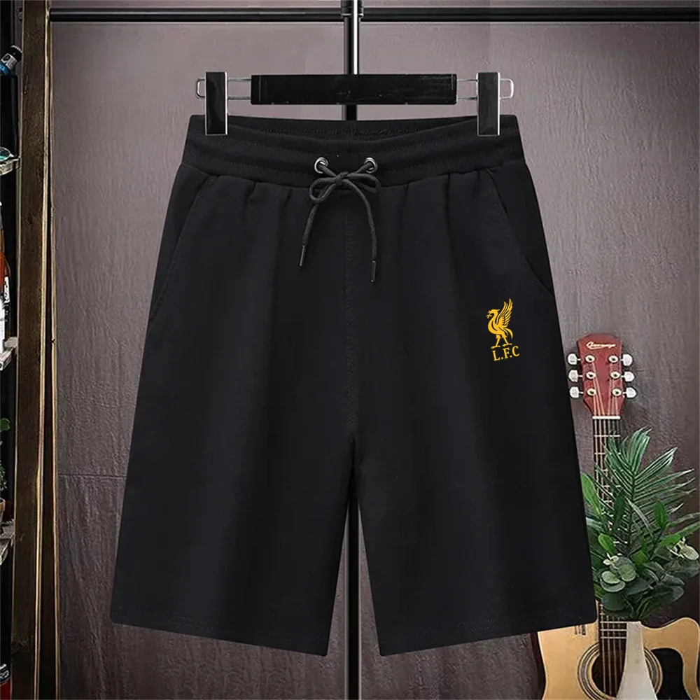 

Summer men's casual jogging shorts solid color printed stretch rope loose dry fitness shorts