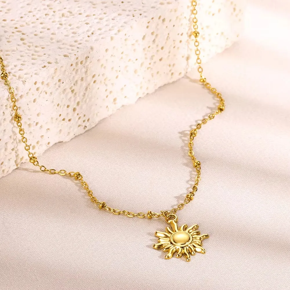 Stainless Steel Necklace Charm Gold Color Ethnic