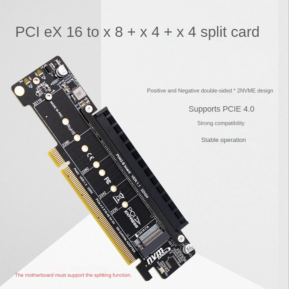 N245R 슈퍼 PCIE4.0 스플릿 확장 라이저 카드 PCIE X16 TO M.2 NVME SSD 어댑터 카드 PCIE X16 to X8+X4+X4 쿼드 VROC .2 NVMe 포트