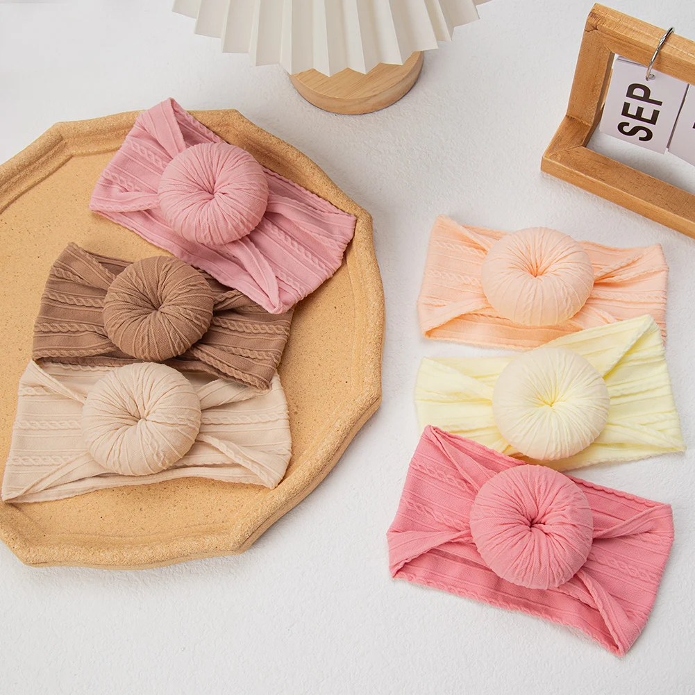 Cotton Bow Headbands for Baby Girls – Elastic Hairbands with Dot, Stripe, and Floral Prints