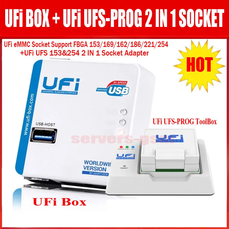 2026년형 오리지널 뉴 UFI 박스 / UFi UFS-Prog / UFS 2 in 1 소켓 어댑터(UFS BGA 153/254) UFi 박스, eMMC FBGA 153/169/162/186/221 지원