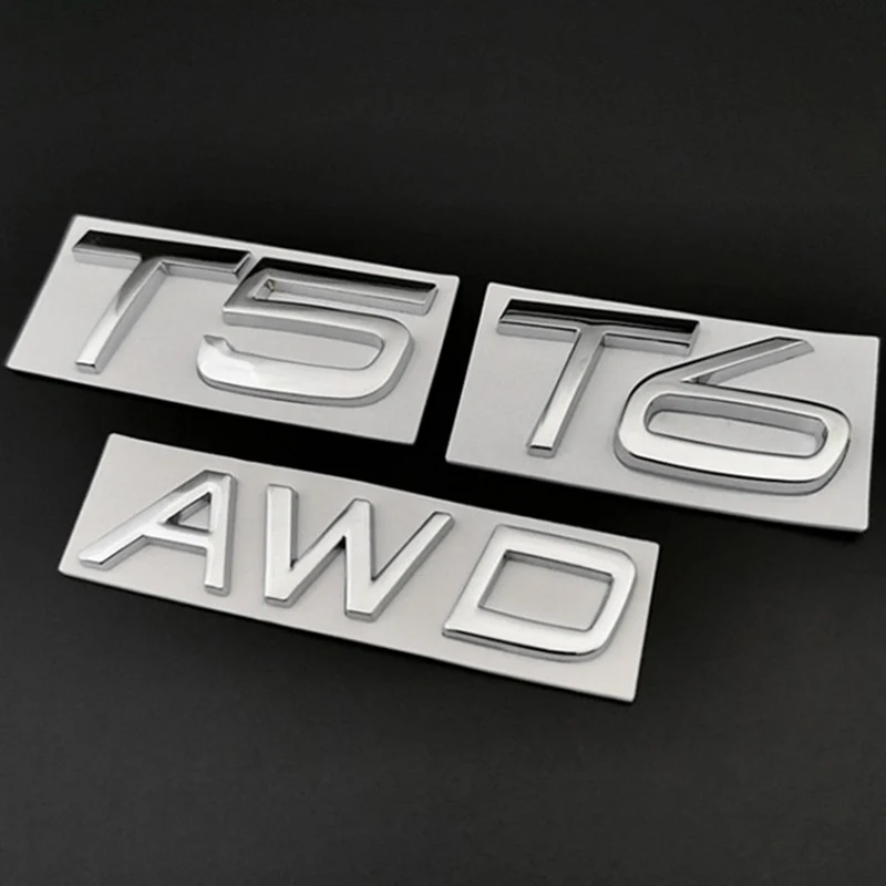 3d metall schwarz logo t5 t6 awd emblem buchstaben aufkleber auto  kofferraum abzeichen für volvo 850 xc60 xc90 s60 c30 s40 s80 v40 v60 zubehör