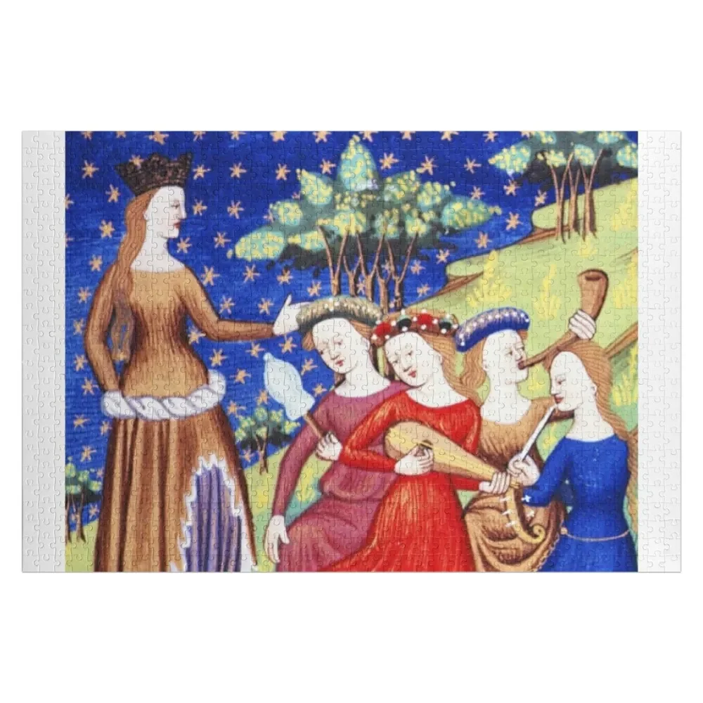 

Medieval princess and women playing music Jigsaw Puzzle Custom Name Wood Custom Name Child Toy Wood Name Puzzle