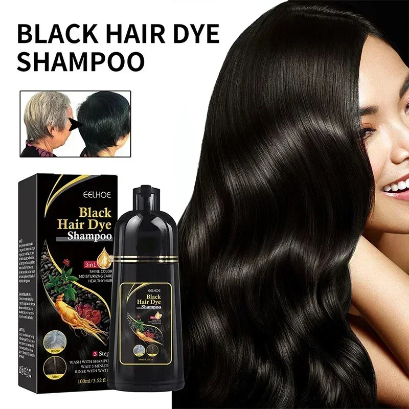 500ml Natural Herbal Hair Dye Shampoo 3 in 1 Change Hair Color Gray Hair to Dark Brown Black Deep Nourishing Fashion Hair Care 3