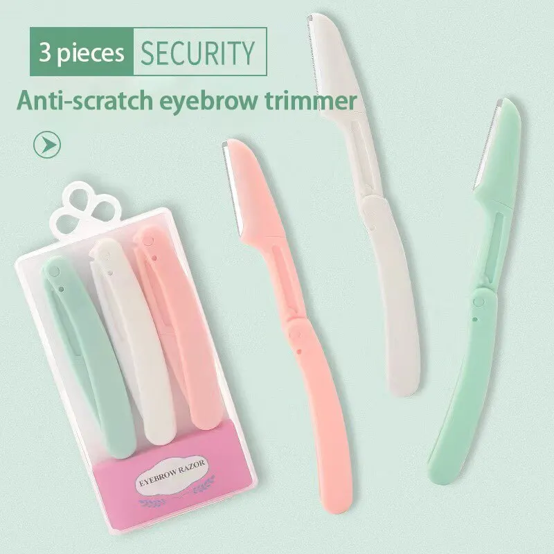 3PCS Portable Eyebrow Trimmer Safe Eyebrow Shaper Foldable Eyebrow