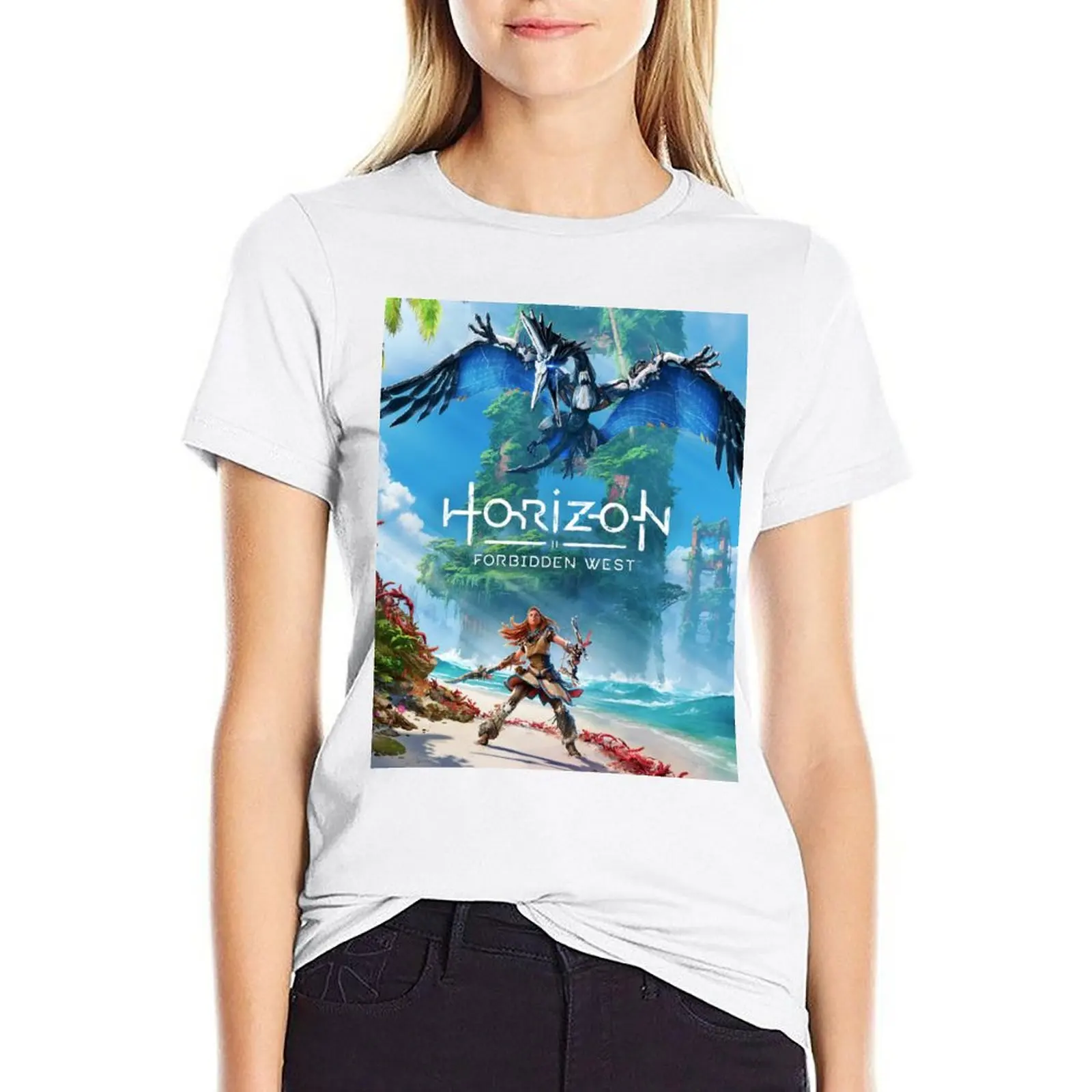 Horizon Unded West [Poster] T-Shirt Camicie Magliette Grafiche Plus Size Top Tees Abbigliamento Donna