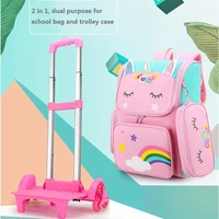 Cartoon Unicorn School Bags Wheeled Backpack for girls Trolley Bag with Wheels Student Kids Rolling Backpack Trolley Bag 2