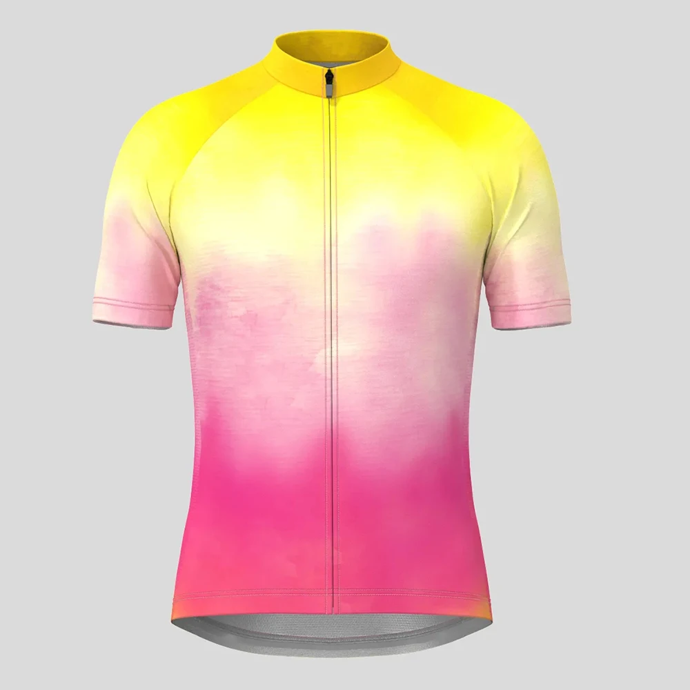 

Tie Dye Fade Man Cycling Jersey Short Sleeve Summer Bike Shirt Bicycle Wear Mountain Road Clothes Breathable MTB Clothing