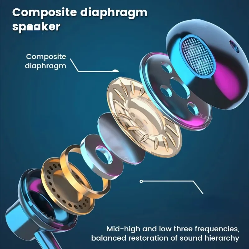 VIKEFON Wireless Earphones 5.3 Neckband Headphones Gaming LED Display Stereo Sports Headset Halter Waterproof Magnetic Earbuds 4