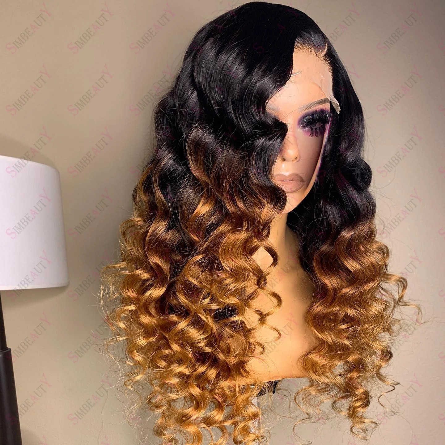 360 Lace Loose Deep Wave Ombre Human Hair Lace Front Wigs for Black Women 200 Density Color Brown Blonde Indian Remy Hair Wigs