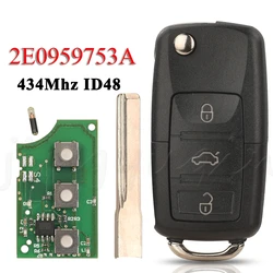 Jingyuqin 3-Button Remote Flip Key Fob with 434MHz ID48 Chip (Full key)