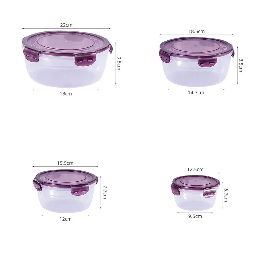 Sealed Round Refrigerator Storage Box with Lid Plastic Trasparent Crisper Food Containers Stackable Microwave-heated Lunch Box 6