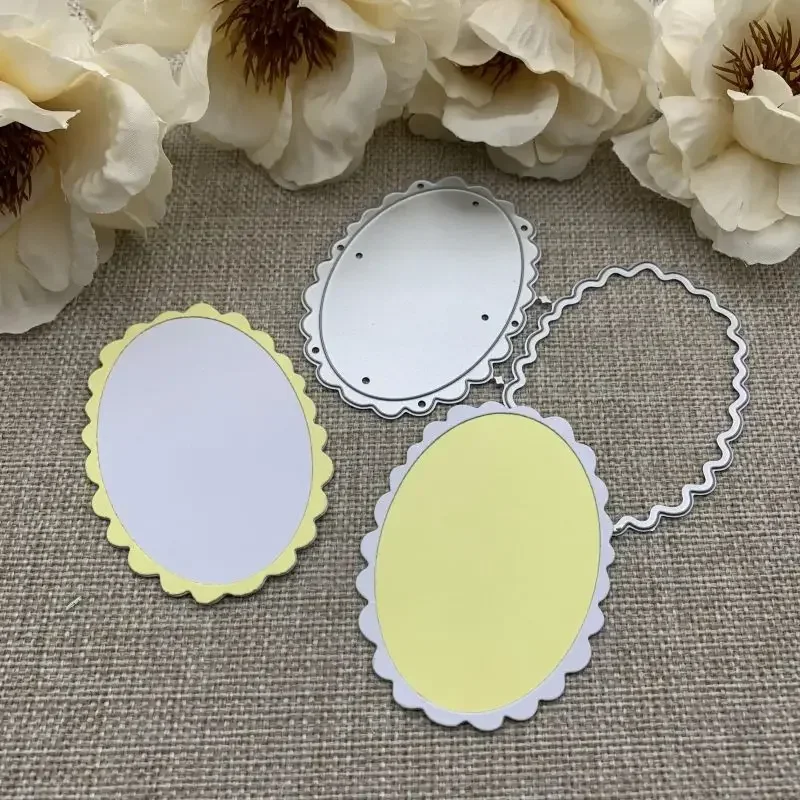 Ovaler Kranzrahmen, Metall-Stanzformen für DIY-Scrapbooking, dekorative Prägung, Handarbeit, Stanzform, Schablone