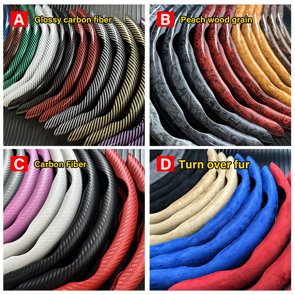 Steering Wheel Cover Universal 38cm Carbon Fiber Car Steering Wheel Cover Non-slip Card Cover Auto Steering Wheel Handle Booster Protective