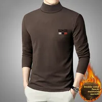 Men's Long Sve T-irt Double-sided Fce Mid-ne Base irt Warm Inner Wear Autumn Winter f High Collar Thermal Top
