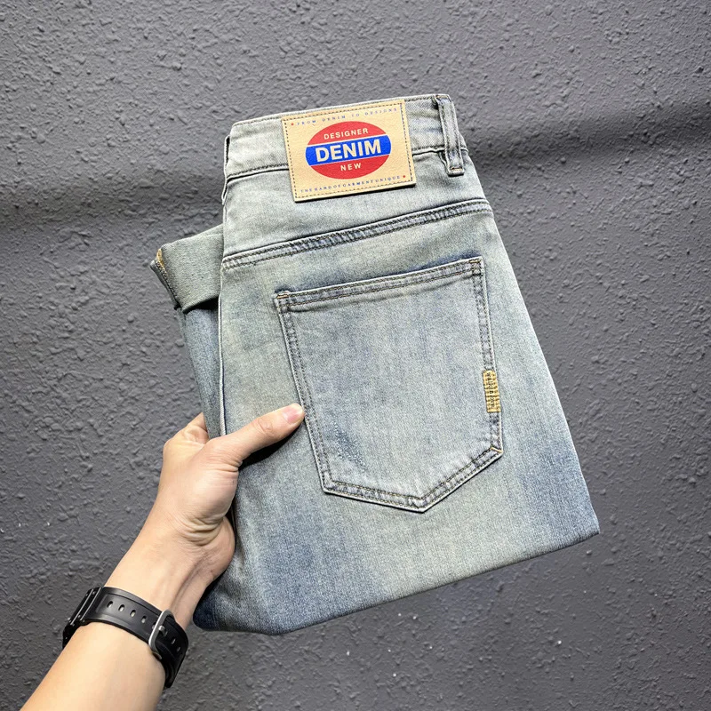 

2024 New Product Nostalgic Jeans Men'S Fashion Elastic Straight Fit Versatile Washed Fashion Brand Casual Retro Jeans Pants