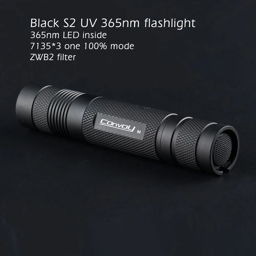 호송 S2 UV 365nm 손전등, UV 365nm LED, 7135*3 단일 모드, zwb2 필터 설치, 18650 배터리가 포함된 UVA