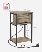 Table d'appoint VASAGLE, table de chevet avec prise, étroite, 2 ports AC, 2 ports USB, 30x34x58 cm, pour salon 6