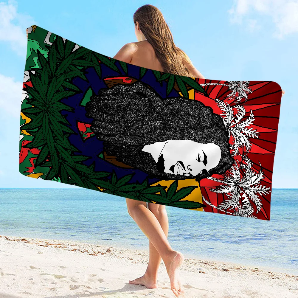 Bob Marley Reggae Music Jamaican Style Towel Microfiber Beach Towel Absorbent Quick dry Soft Yoga Swimming Resort Mountain