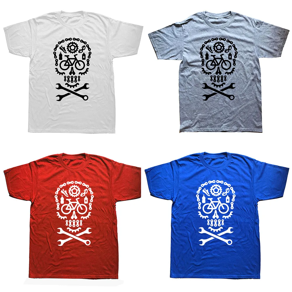 T-shirt à manches courtes en coton à col rond pour homme et femme, humoristique et tendance, avec imprimé graphique de vélo de montagne_voghion.com