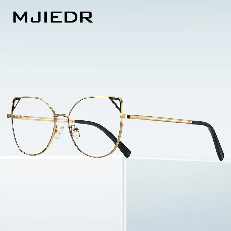 

MJIEDR New Design Cat Eye Anti-Blue Light Blocking Reading Glasses Women Computer Alloy Lightweight Eyeglasses PFD3044