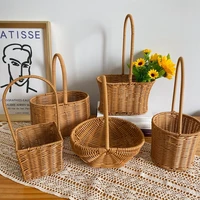 Hand Woven Storage Basket Creative Flower Baskets Plant Pot Large Garden Picnic Basket Fruit Sundries Organizer Portable 1