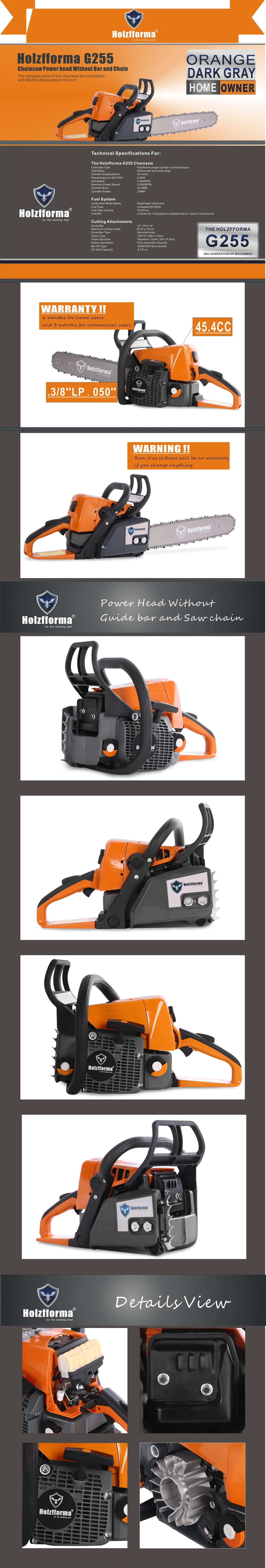 Description Picture 2 of itemHolzfforma® 45.4cc Orange Dark Gray G255 Power Head For MS250 MS230 MS210 025 023 025 Chainsaw Without Guide Bar and Saw Chain