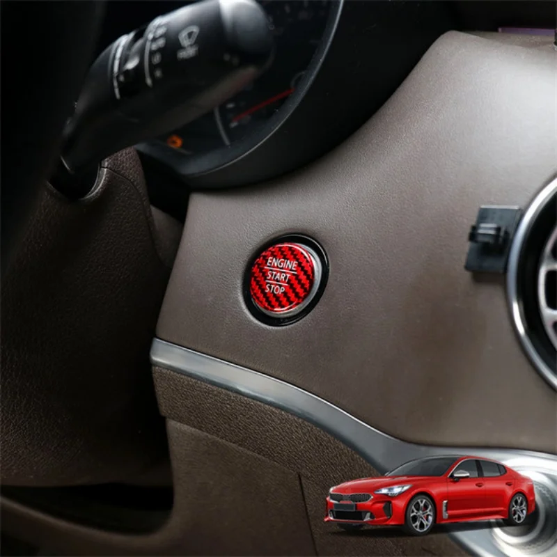 Red Real Carbon Fiber Engine Start Button Cover Sticker