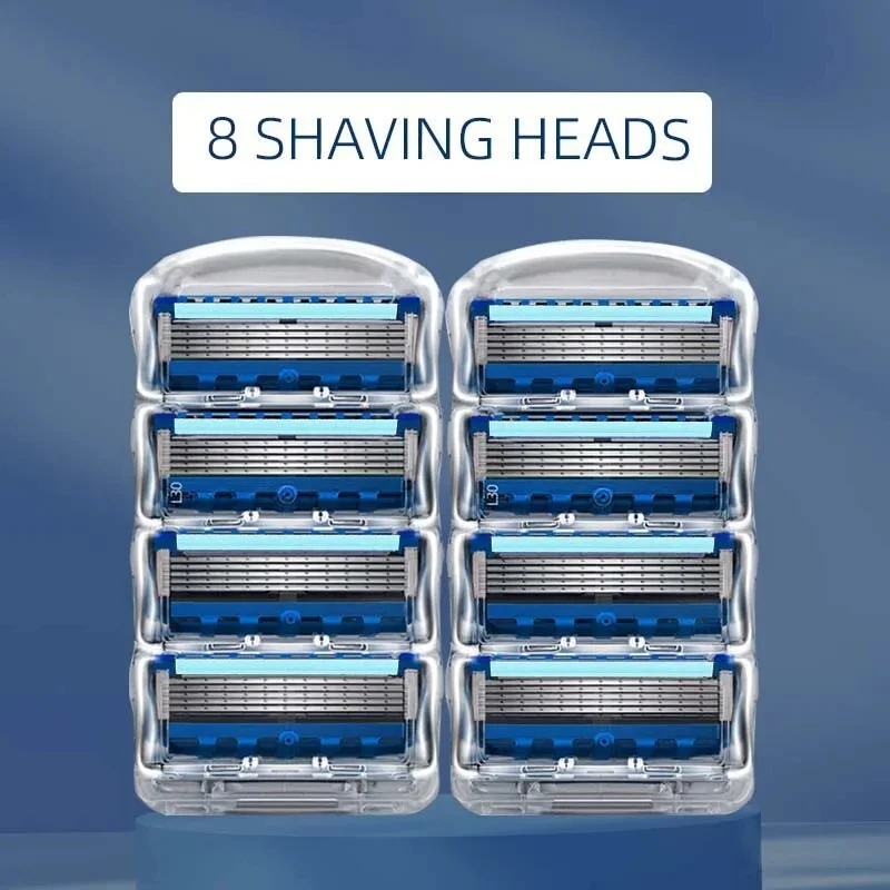 Manual Shaving For Men Replace Head Five Layer Blade Eight Comfortable Shaving Blades The Latest Blue No Skin Damage