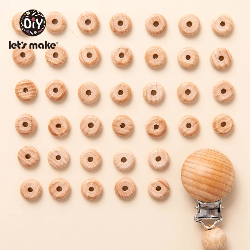 Lassen Sie uns 50 stücke 10mm Buche Abakus Perlen Holz Perlen Halskette DIY Lebensmittel qualität Baby Beißring Perlen Nippel Kette Zubehör machen – Detail 16