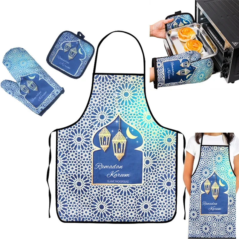 

Ramadan Eid Mubarak Decorations Cotton Linen Apron Kitchen Baking for Women Man Home Cooking Accessories Muslim Baking Aprons