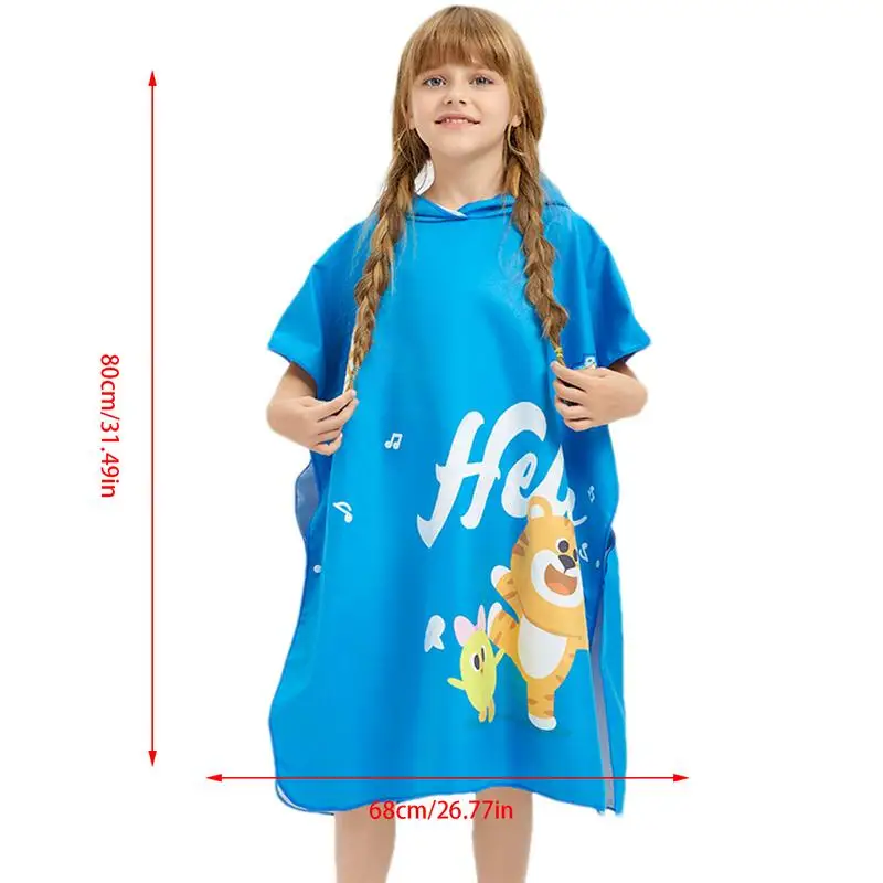 Hooded Bath Robes For Kids Cartoon Quick Dry Surf Towel Robe For Kids Soft Microfiber Robe Boys Girls Absorbent Changing Towel