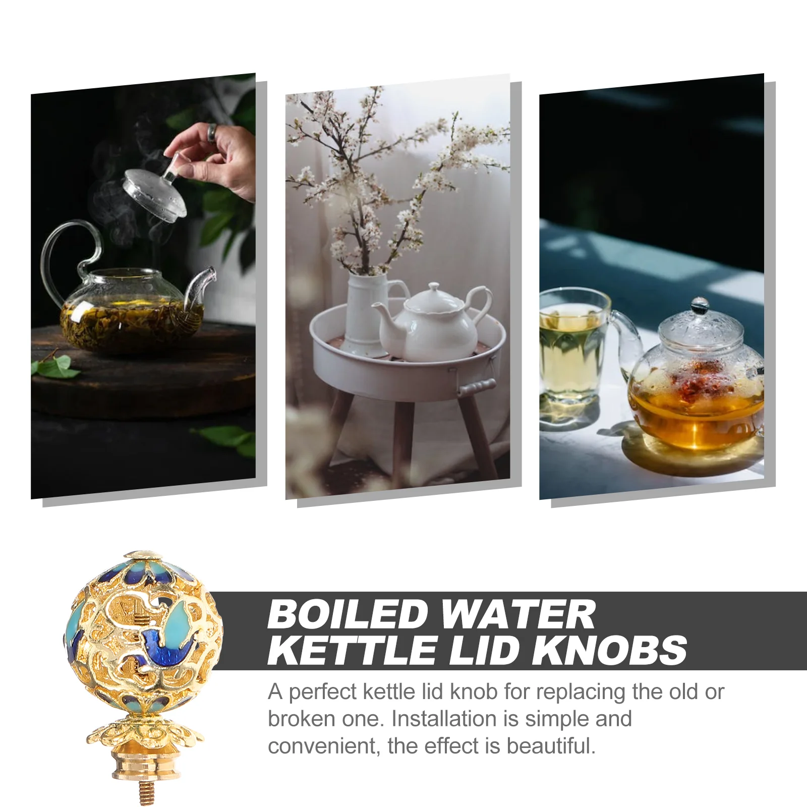 Metal Durable Comfortable Install Remove Kettle Lid Knob Replace Broken Simple Practical Teakettle Cover Vintage Heating Water