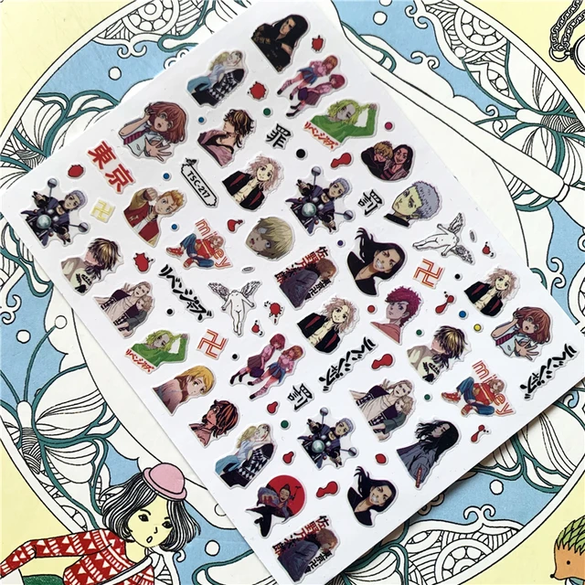 TSC-119 TSC-282 TSC-130  Japanese hot blooded anime 3D Back glue Nail Art Stickers Decals Sliders Nail ornament decoration TSC-217 N