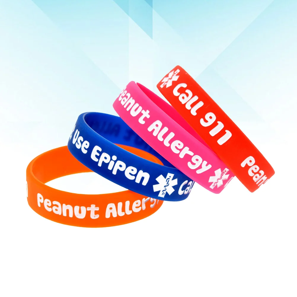 

4pcs Silicone Bracelet Medical Warning Hand Strap Children Bracelet Wristbands Decoration Kids PVC Bracelet Hand Rings