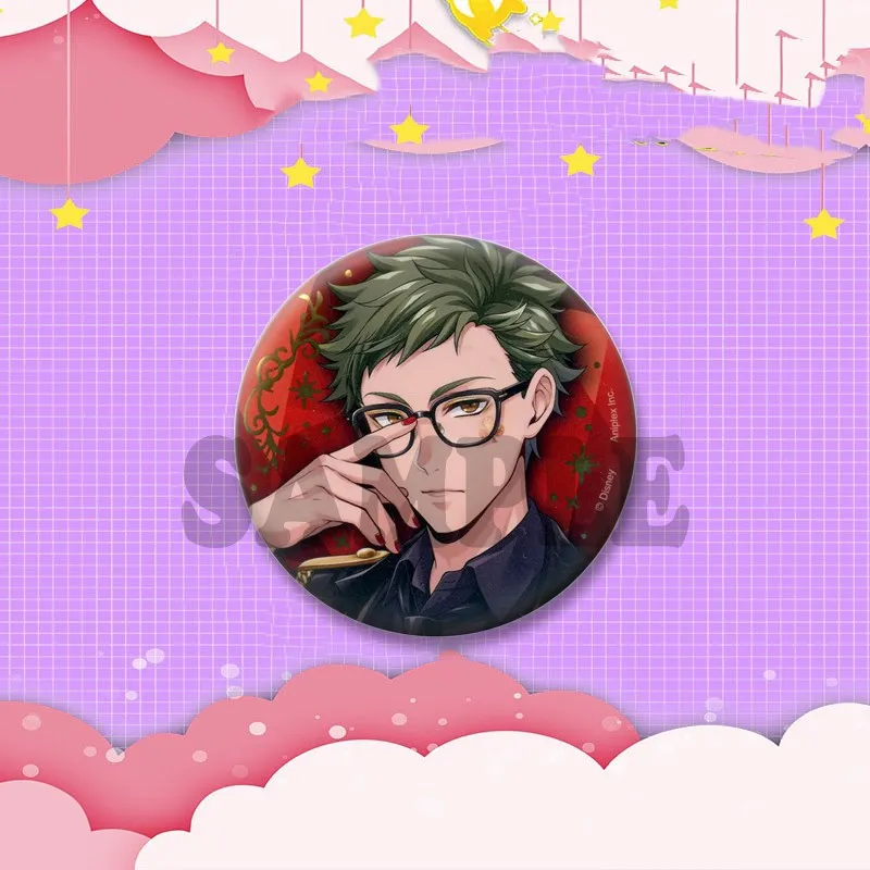Game Twisted Wonderland Round Badge Cartoon Boys Idia Shroud Riddle Lilia Vanrouge Brooch Backpack Clothes Decoration Pins Gifts