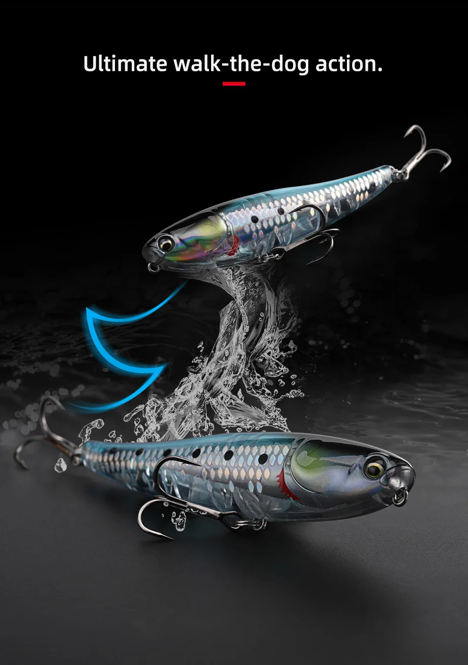 ALLBLUE BULLET MULLET Topwater Pencil Surface Walker Schwimmender Angelköder Walk The Dog 8 g 17,5 g Salzwasserbarsch Hartköder – Detail 4