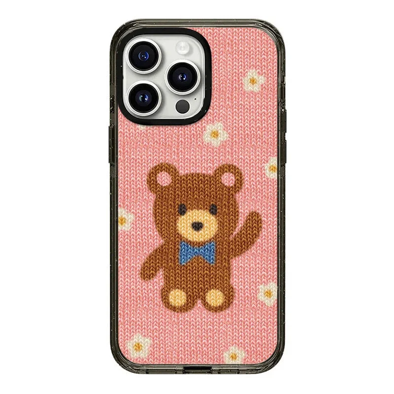 

Upgrade Acrylic Border Teddy Bear Phone Case Cover for IPhone 11 12 13 14 15 Pro Max Case for IPhone 15 Pro Max