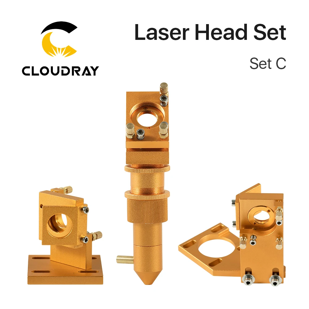 Cloudray K Series CO2 Laser Head Set D12 18 20  FL50.8mm Lens Gold Color for 2030 4060 K40 Laser Engraving Cutting Machine — view 2