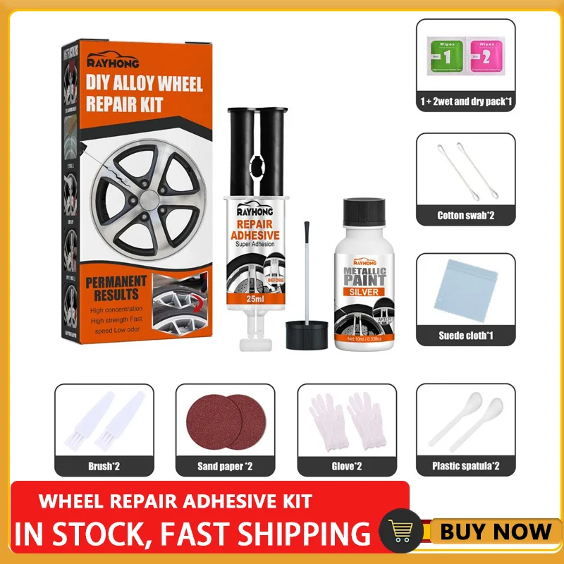 Wheel Repair Adhesive Kit Effective Alloy Wheel Repair Kit Silver Paint Fix Curb And Paint Rim Surface