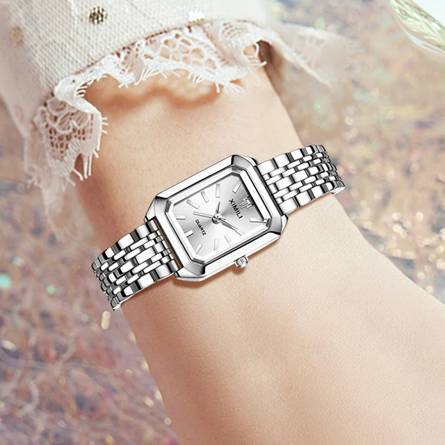 1PSC montre tendance pour femme mode cadran rectangulaire simple montre à quartz adapté aux vêtements quotidiens correspondant cadeau de vacances parfait 3