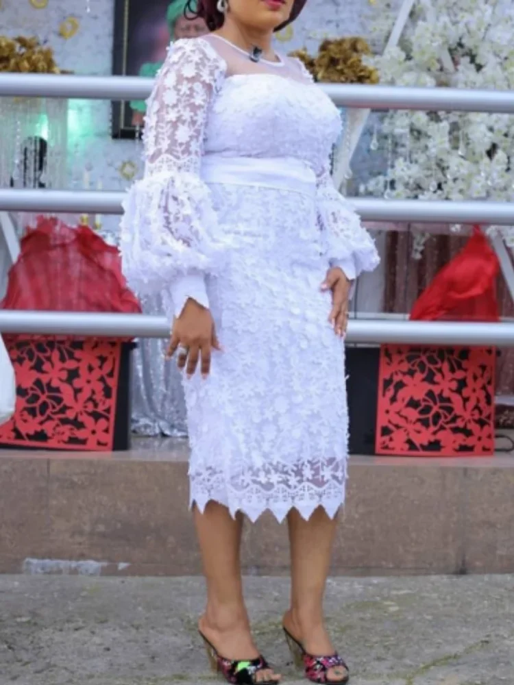 African Dresses For Women Long Sleeve Turkey Lace Evening