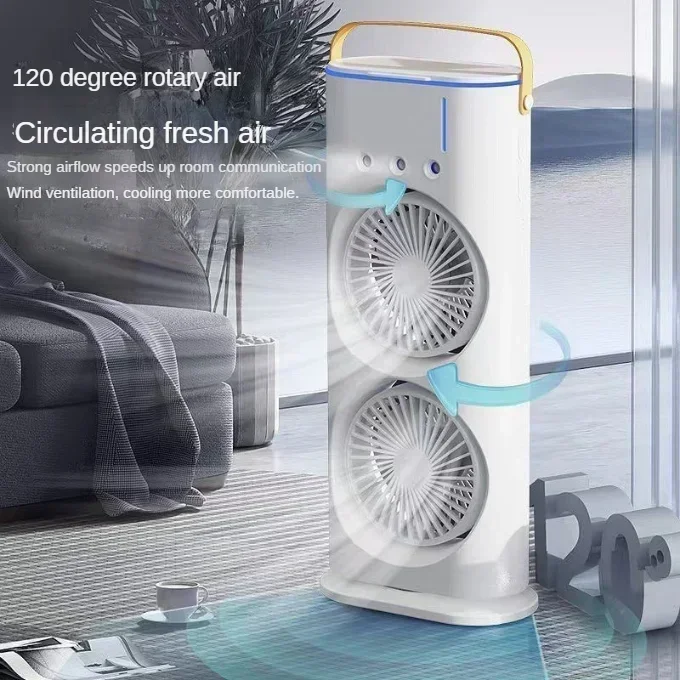 Mini Electric Fan with Spray Cooling Function Portable Air Conditioning Fan with LED Light