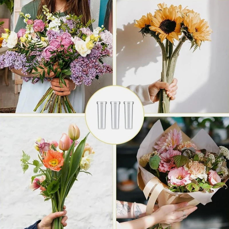50 Pcs Fresh Flower Fresh-keeping Tube 11cm Plastic Plant Nutrition Tube Water Storage Container Floral Packing Supplies