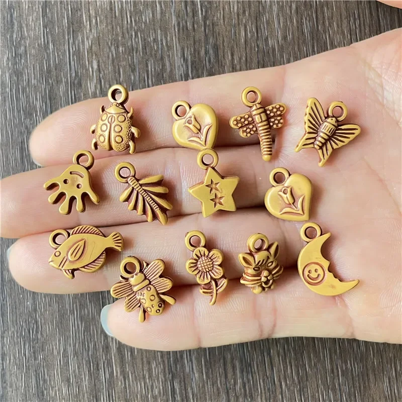 

*30pcs mixed batch style animal moon star butterfly palm leaf dragonfly small pendant DIY handmade crafts jewelry accessories