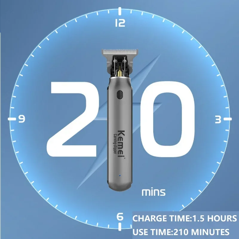 Kemei Hair Liners Clippers Men Beard Trimmer Zero Gapped T-Blade Hair Cutting Machine Cordless Professional Barber Edgers Cutter 2